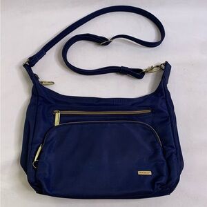 Travelon navy blue crossbody bag anti theft safety traveler purse RFID blocking